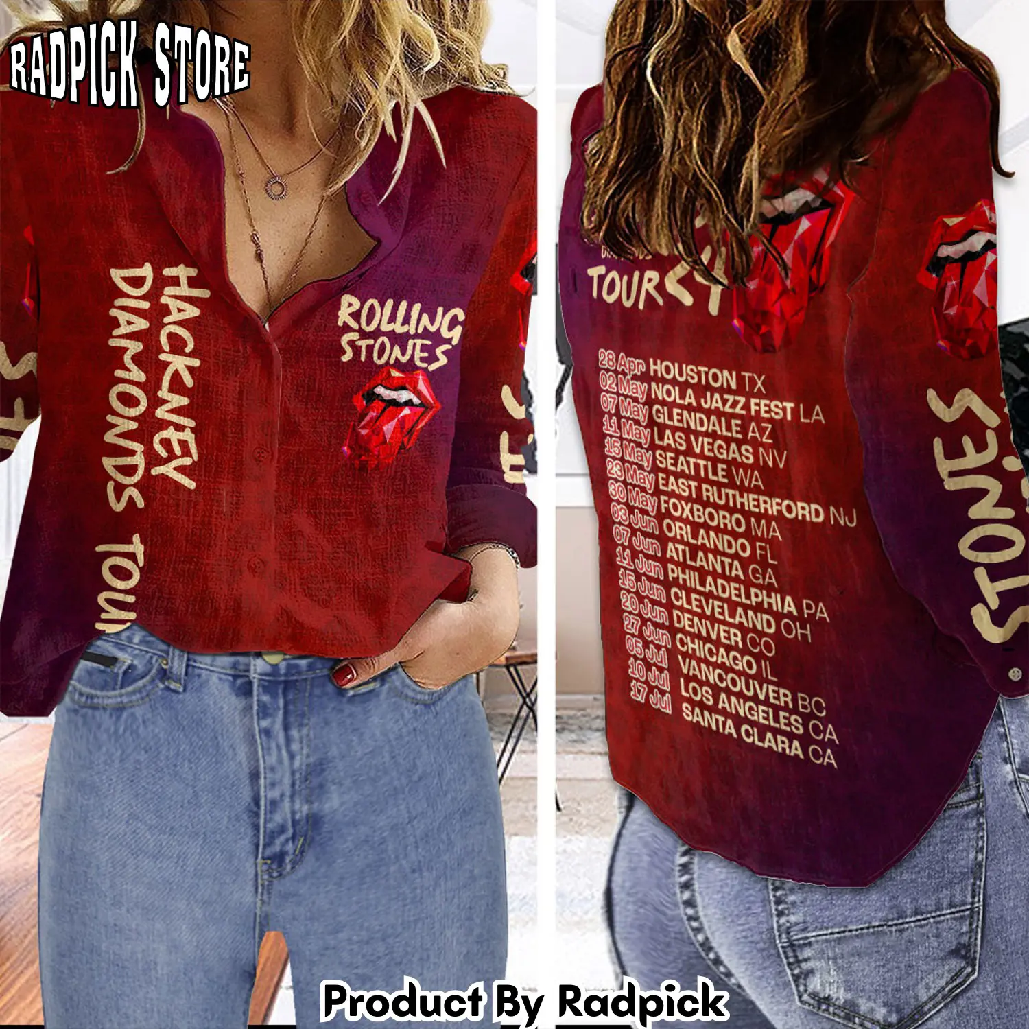 Radpick the rolling stones 3d linen shirt rp66264